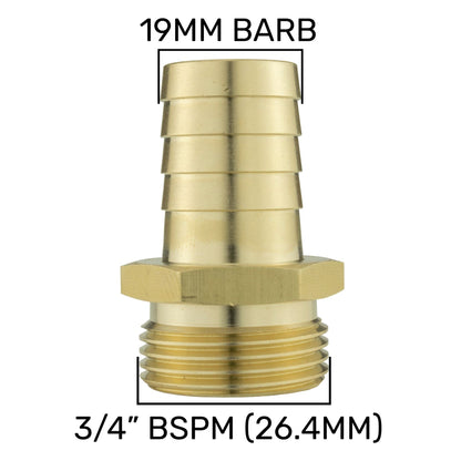 Ball Valve Lever 3/4" BSPF with 1 x Geka Type Claw Outlet and 1 x 19mm Barb Outlet