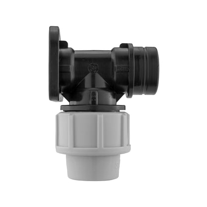 32mm MDPE Wall Flange with Nylon Tap Barb/Quick Connect and PTFE Tape