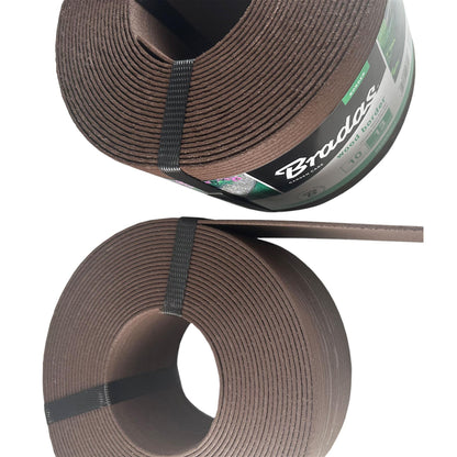 Lawn Edging Heavy Duty Wood Effect 130mm High, 2.8mm Thick, 10 Metre Roll