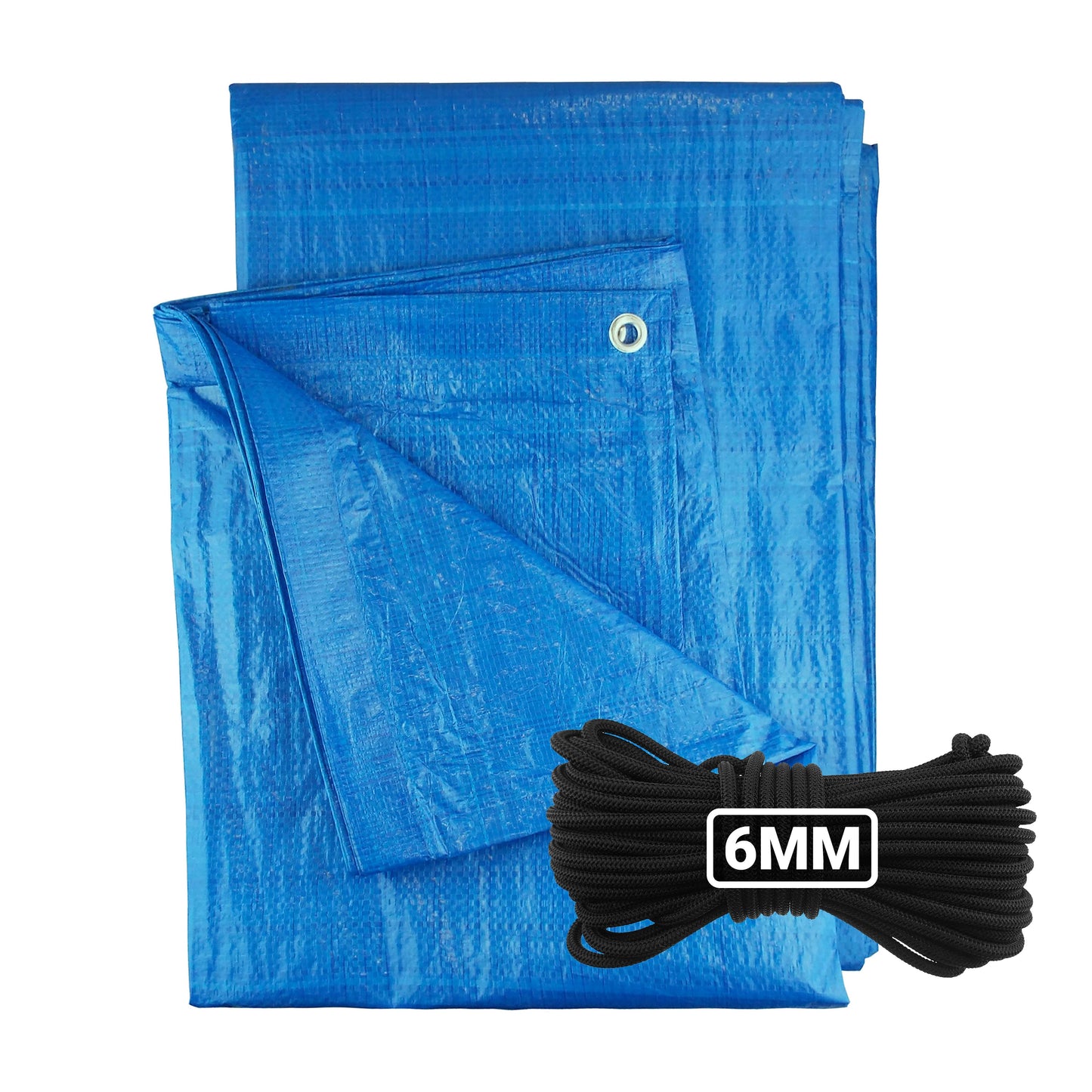 Blue S-Grade Tarpaulin with 10 Metres of 6mm Bungee Rope