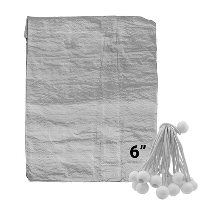 Grey S-Grade Tarpaulin with 20 x 6" Bungee Balls (White)