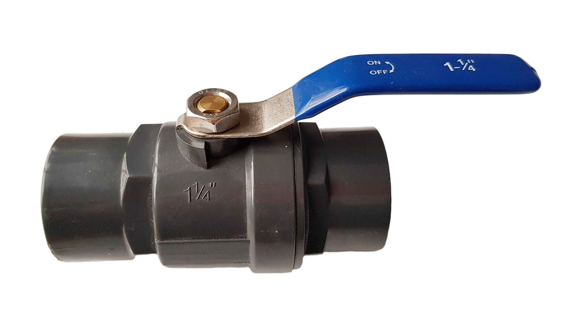 1.25" BSPF PP Stopcock with Stainless Steel Ball Valve 40mm Barb Ends