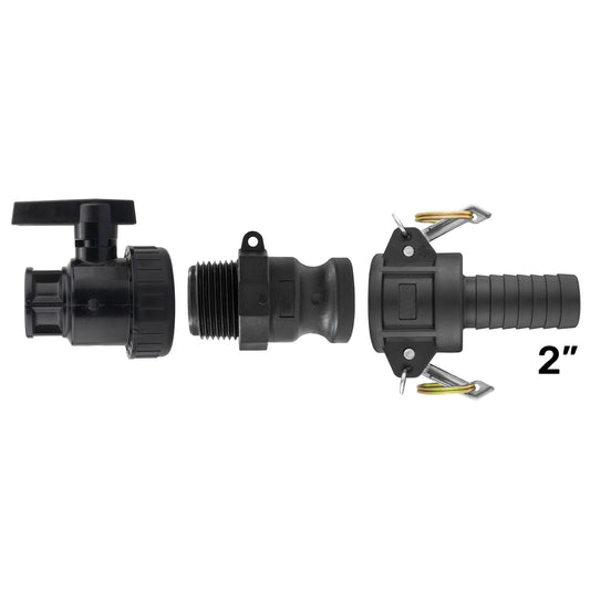 Full Flow Ball Valve 2" BSPF with Camlock 2" Type F and 2" Type C