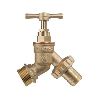 Brass Bib Tap 3/4" Barb with MDPE Tee 32mm - 3/4" BSPF