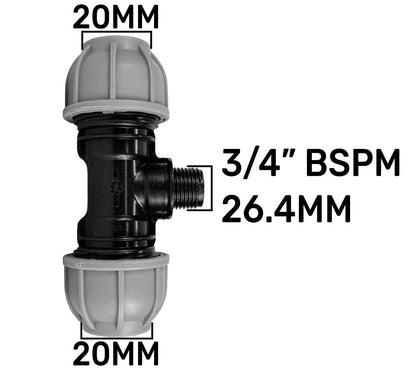 Swivel IBC Extender + Valve + MDPE 20mm Tee