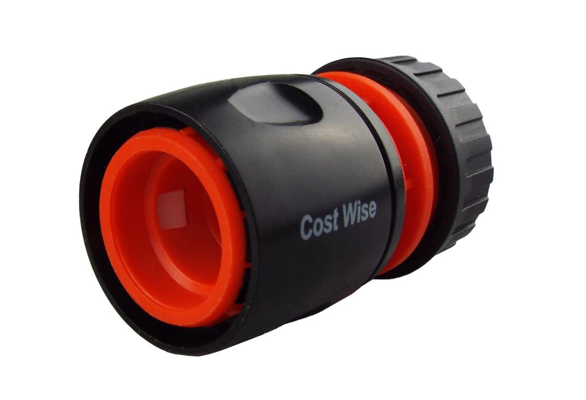 2-Way Tap Connector with 3/4" and 1" BSP Inlet and 2 x Hose Connectors (Black/Orange)