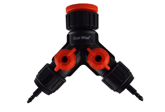 Double Tap Connector with Valves & 4mm Micro Barb Outlets