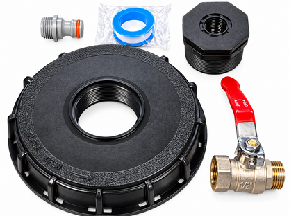 IBC 155mm Top Cap with 1/2" Metal Lever Valve and Quick Connector