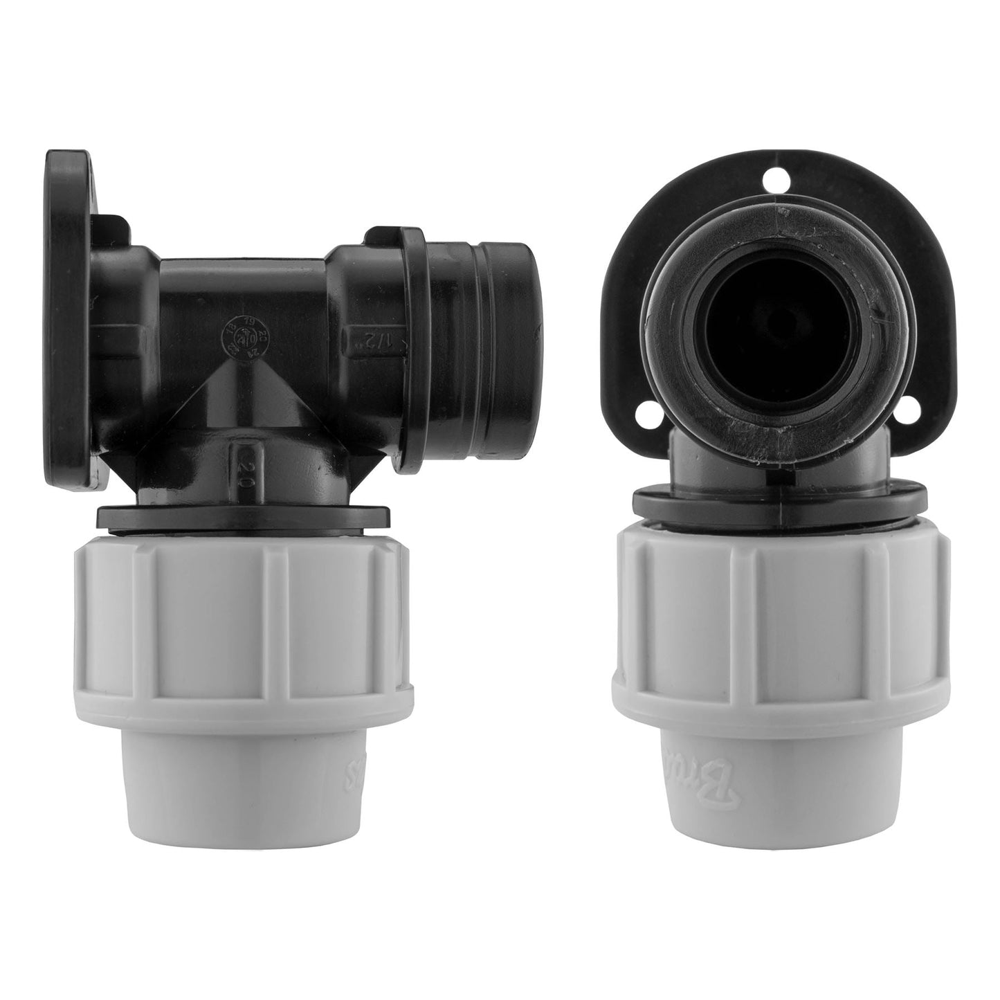 32mm MDPE Wall Flange with Nylon Tap Barb/Quick Connect and PTFE Tape