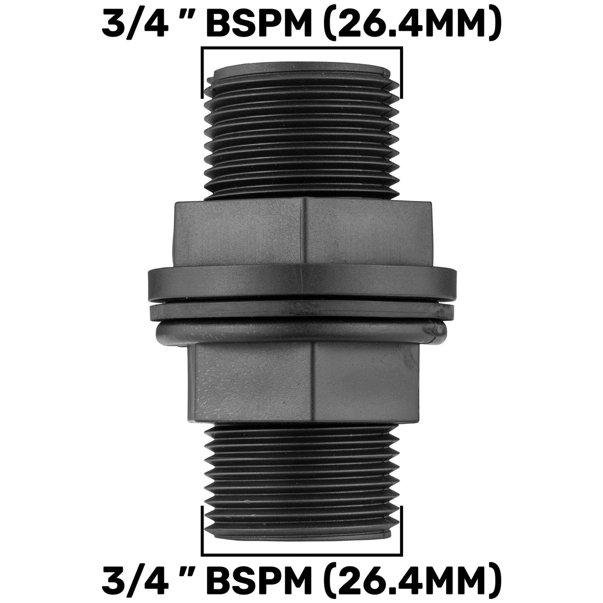 Water Butt Connector with Nut & Washer 3/4" BSPM + MDPE Elbow 25mm