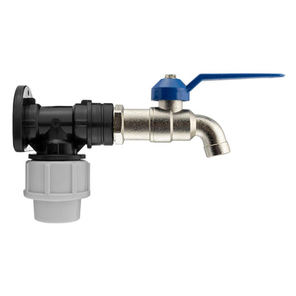 MDPE Wall Flange 25mm + 3/4" Blue Standard Lever Tap