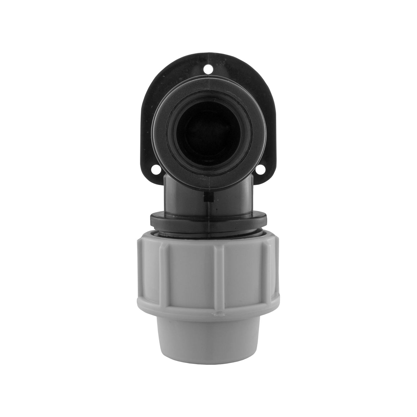 25mm MDPE Wall Flange with Nylon Tap Barb/Quick Connect and PTFE Tape