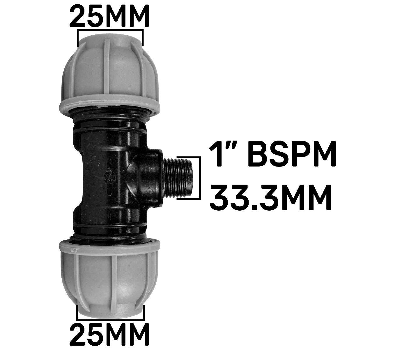 Swivel IBC Extender + Valve + 25mm MDPE Tee