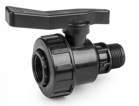 Swivel IBC Extender + Valve + 20mm MDPE Straight
