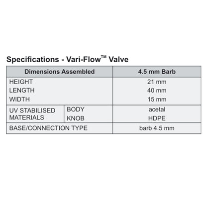 Antelco Vari-Flow™ Valve 4.5mm Barb