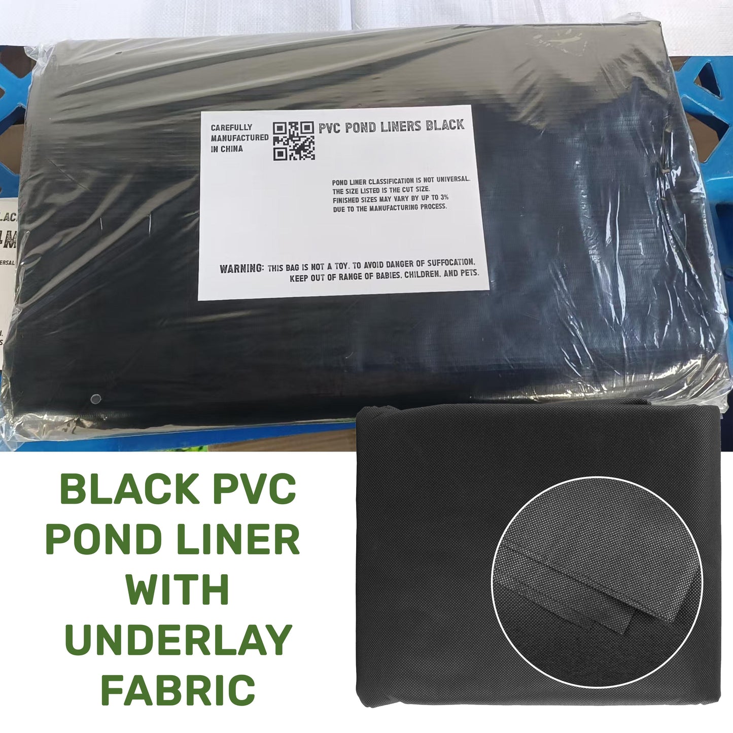Pond Liner Black PVC 450gsm with Underlay