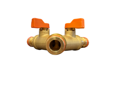 3 Way Male Snap-On Connector Brass + Valves