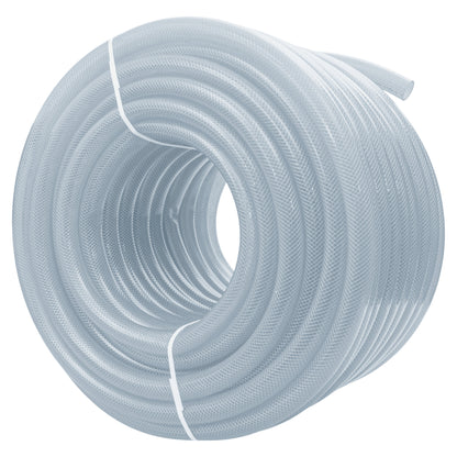 Clear Braided PVC Tech Hose 19*25*3mm 7/28BAR with 2 x A2 Hose Clips Kit