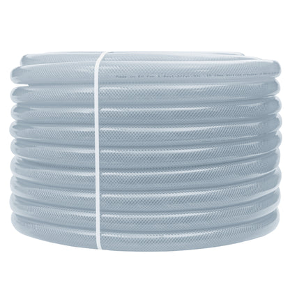 Clear Braided PVC Tech Hose 19*25*3mm 7/28BAR with 2 x A2 Hose Clips Kit