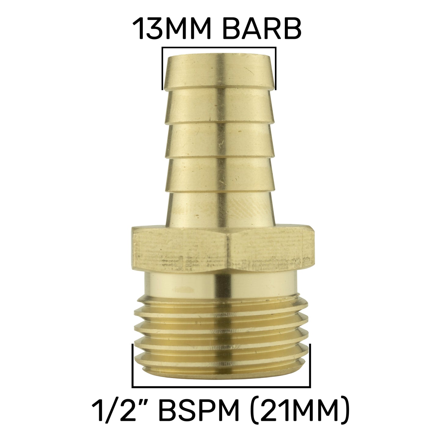 Brass Straight Joiner 13mm - 1/2" BSPM