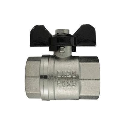 Butterfly Bib Valve 1" BSPF with Brass 25mm Barb and Geka Type Outlet