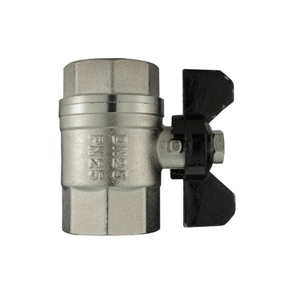 Butterfly Bib Valve 1" BSPF with Brass 32mm Barb and Geka Type Outlet