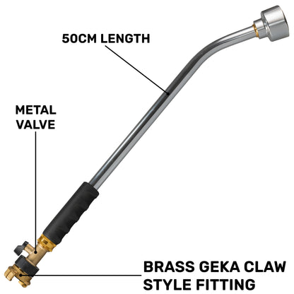 50cm Garden Watering Lance with Brass Valve and Geka Type Fitting