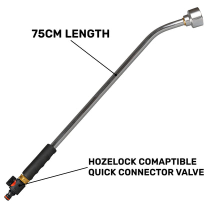 75cm Garden Watering Lance with Quick Connect Valve (Black)
