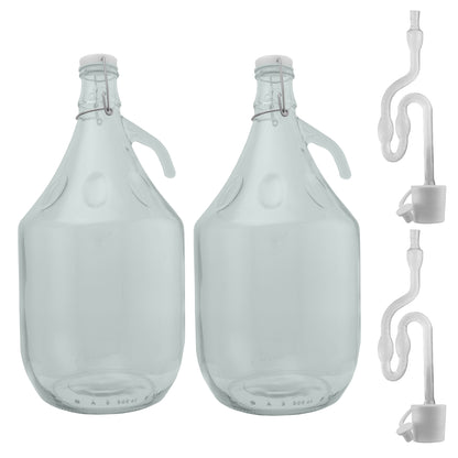 Glass Demijohn 5L 2 Pack Swing Top Cap Airlock, Bung & Tube