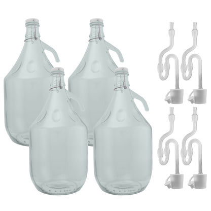 Glass Demijohn 5L 4 Pack Swing Top Cap, Airlock & Bung