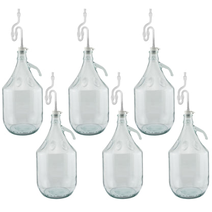 Glass Demijohn 5L 6 Pack Plain With Airlock & Bung