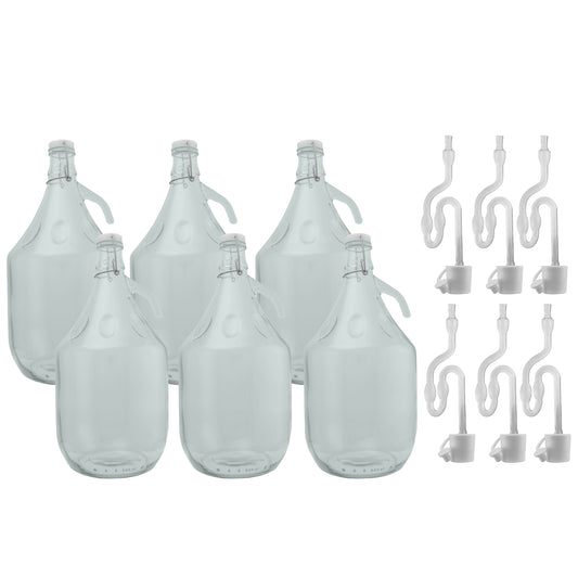 Glass Demijohn 5L 6 Pack Swing Top Cap, Airlock & Bung