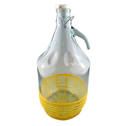 Glass Demijohn 5L With Swing Top Cap & Yellow Protective Basket