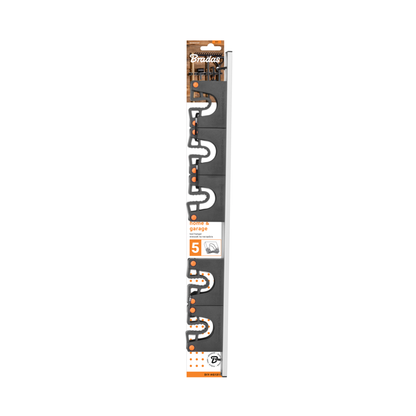 Wall Mount Tool Holder Rail - Gripper Design (5 Handles)
