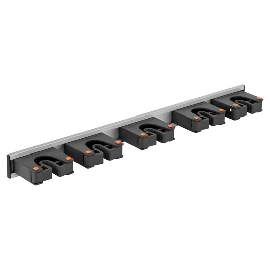 Wall Mount Tool Holder Rail - Gripper Design (5 Handles)