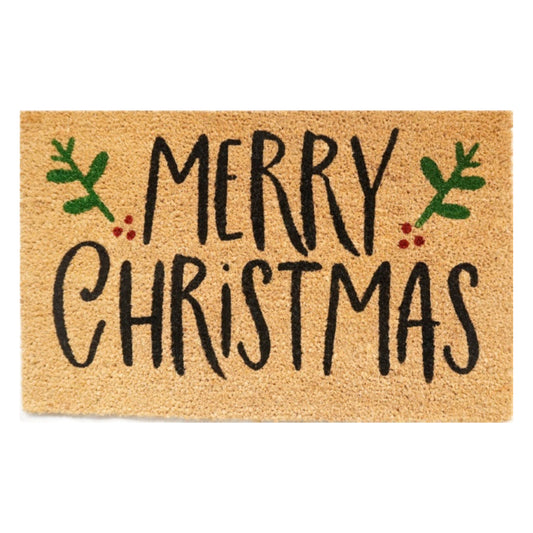 Doormat 60cm x 40cm -  'Merry Christmas' (Holly)
