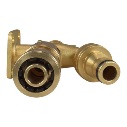 Brass Bib Tap with Quick Connect Inlet and Outlet and Hose Connector
