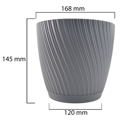 Mika Pot with Saucer 170mm Platinum