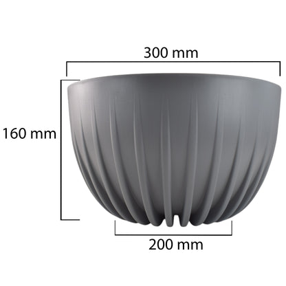Mira Bowl Pot, Insert and Hole with Plug 300mm Gray