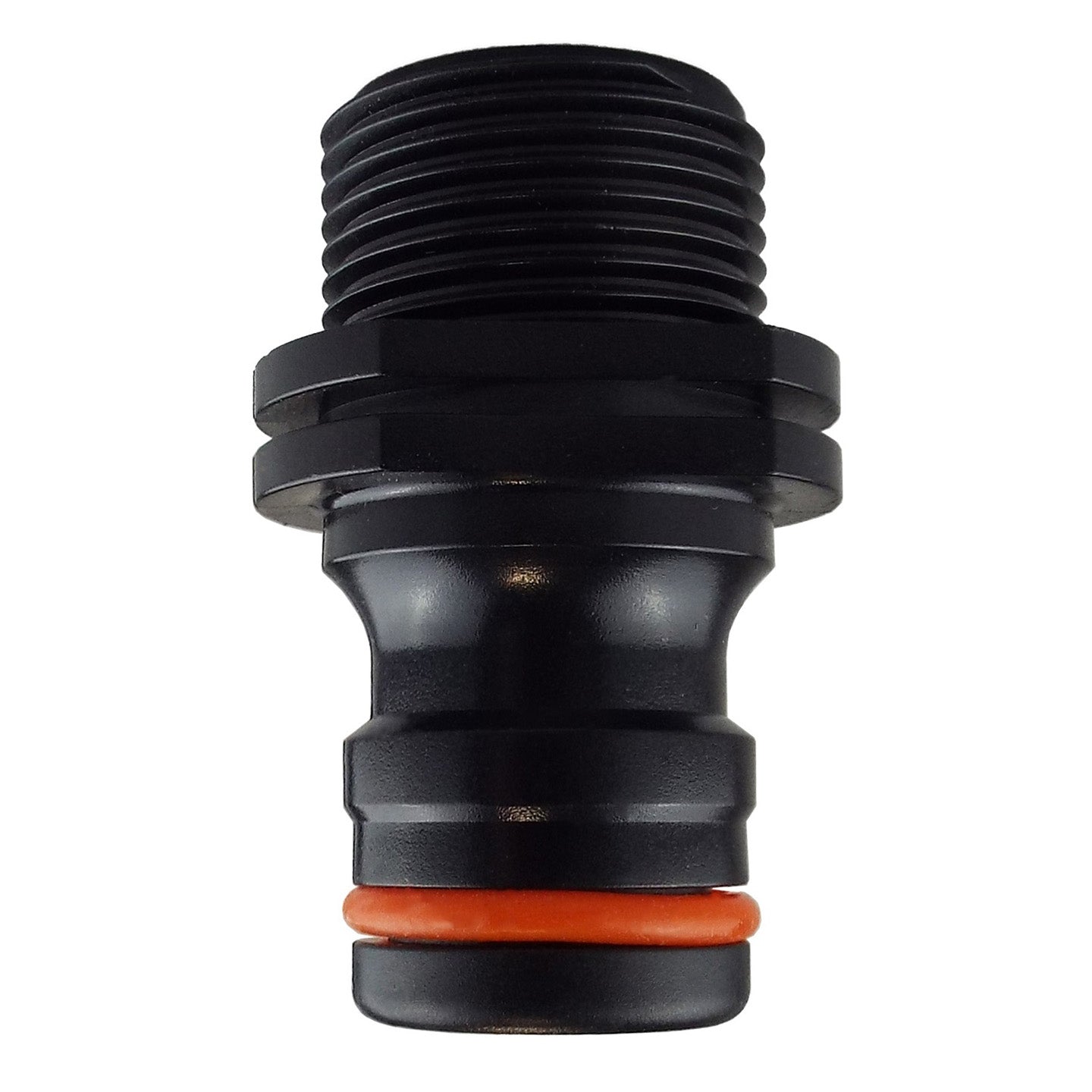 Male Tap Connector 3/4" BSPM - Max Flo, Black/Orange