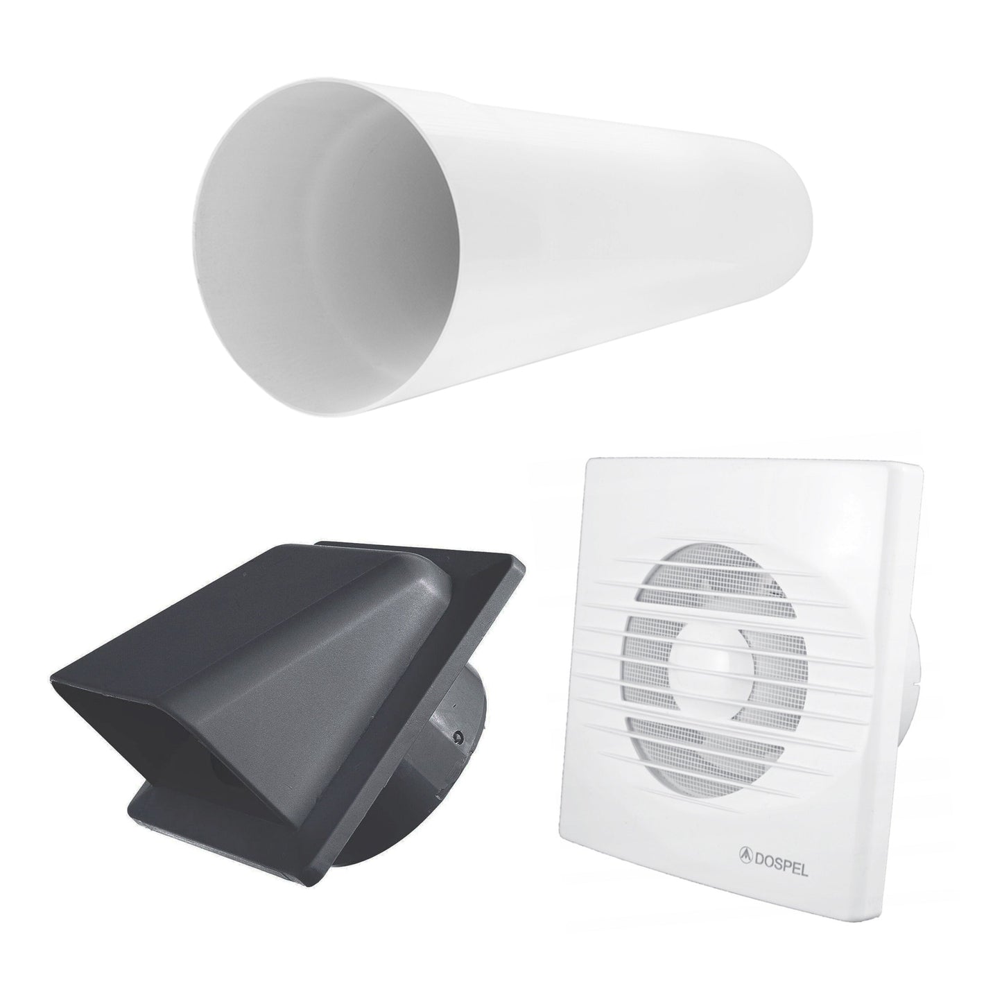 Through Wall Ventilation Kit RICO Timer Switch Fan with Graphite External Vent