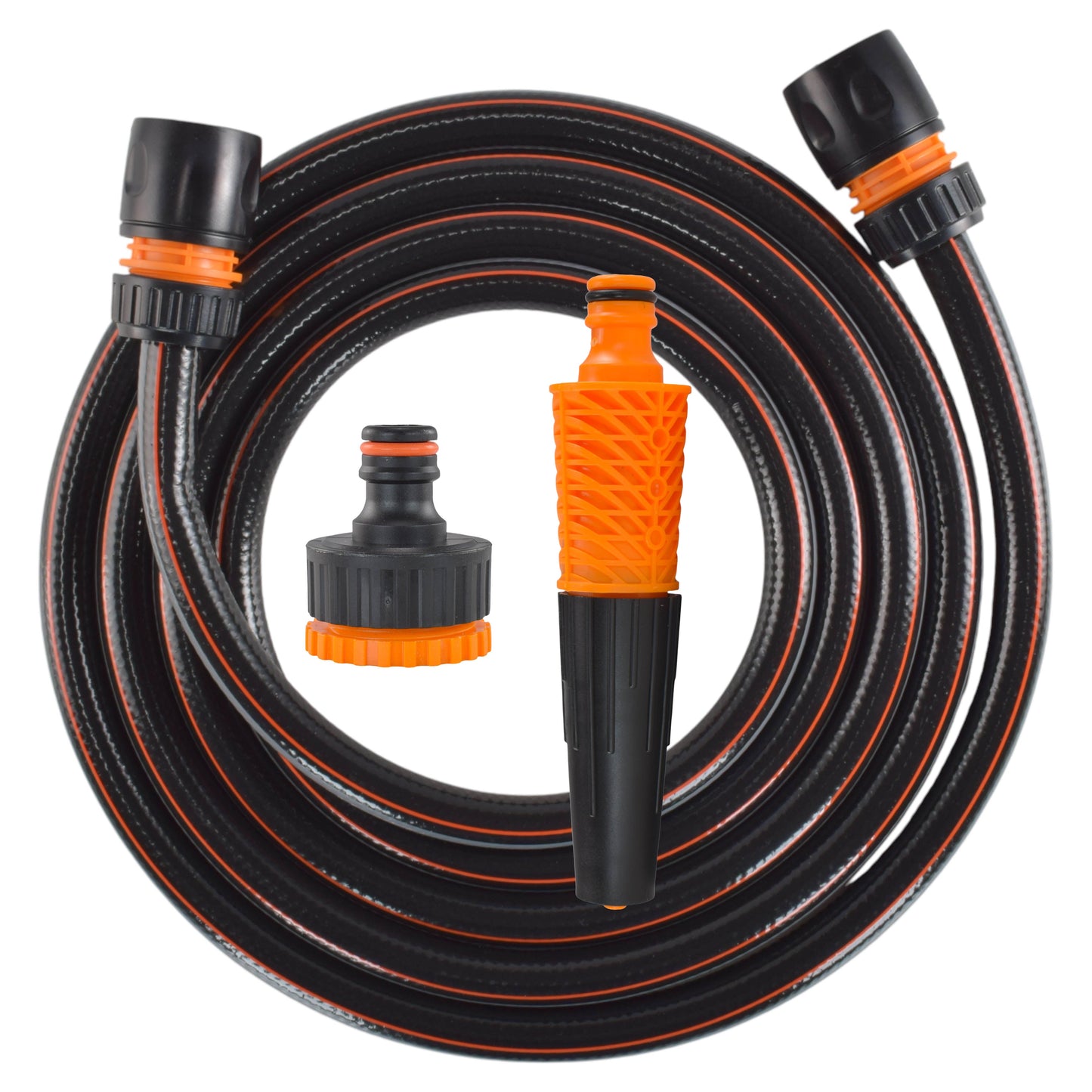 Garden Hose Carbon Plus with Black Orange Hose Connector Set