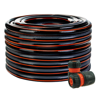 Garden Hose Pipe Black/Orange Carbon Plus with Hose Connectors