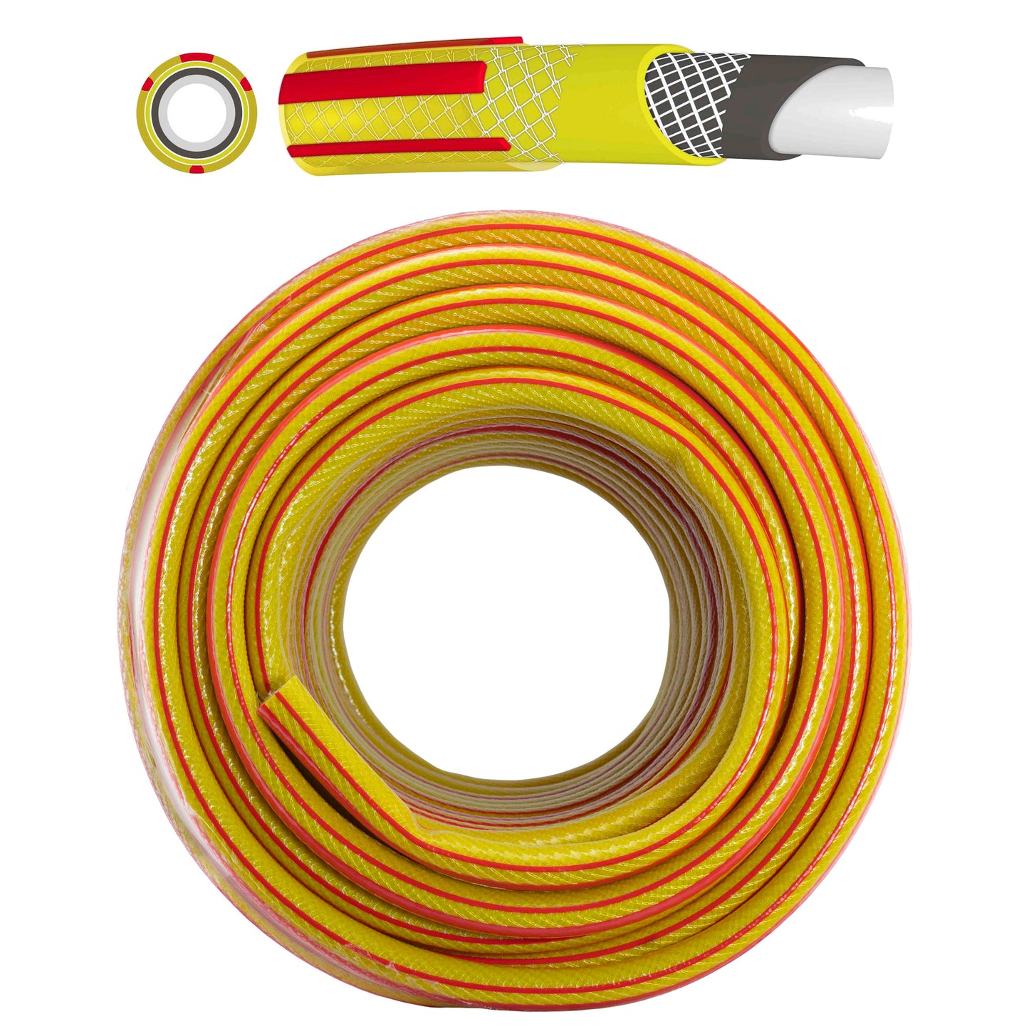 Premium Garden Hose Yellow with Brass Hose Connectors