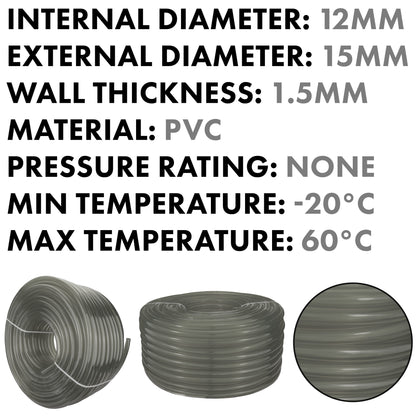 Grey Semi-Transparent PVC Pipe 12mm*15mm