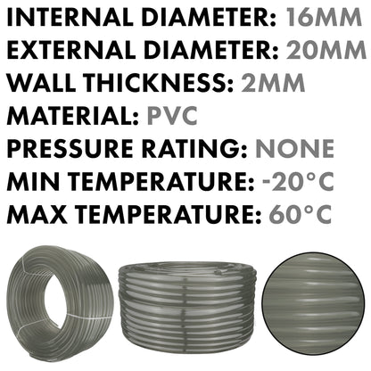 Grey Semi-Transparent PVC Pipe 16mm*20mm