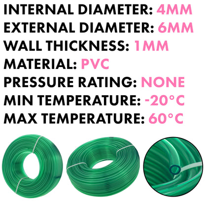 Green Semi-Transparent PVC Pipe 4mm*6mm