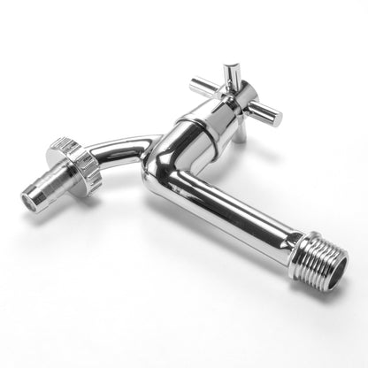 Water Butt Brass Kit 3/4" with Extended Brass Chrome Tap ½” Barb and Drill Bit