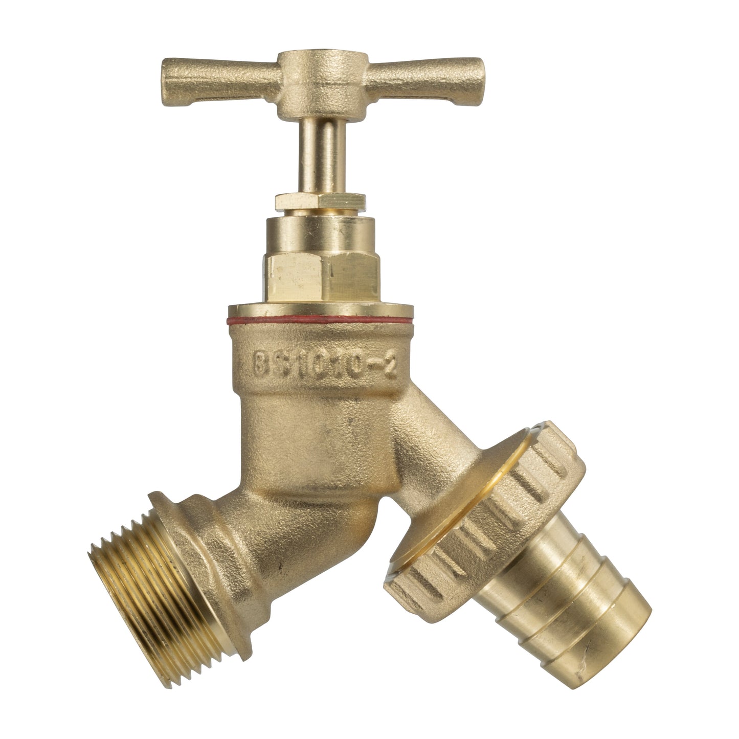IBC S60x6 M-F Extender Swivel with S60x6 Cap and ½” Barb Brass Bib Tap