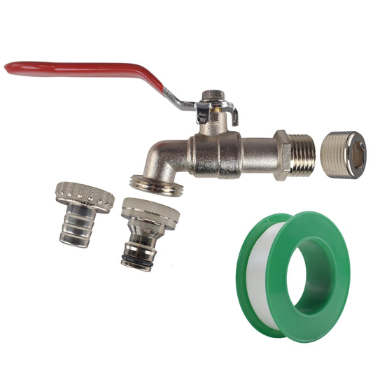 Lever Tap Kit with Barb/Quick Connect Outlet, 1/2" and 3/4" BSP Thread Inlet